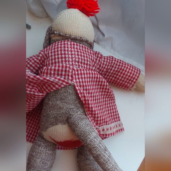 Vintage Monkey Sock Animal Stuffed Monkey Girl Doll - Picture 2 of 4